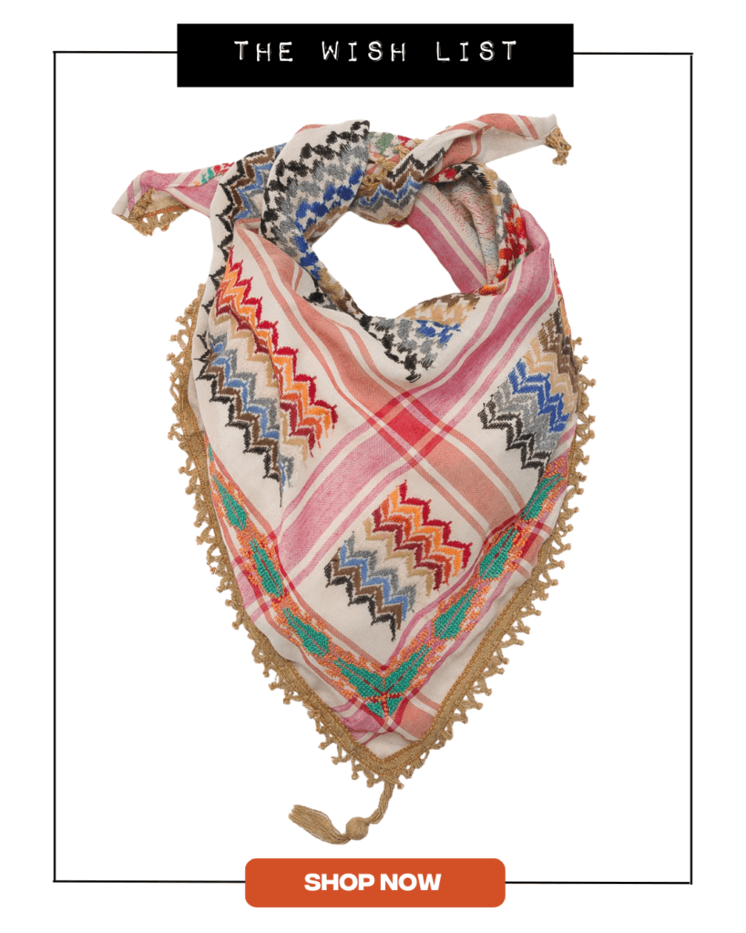 Multi-coloured embroidered Keffiyehs