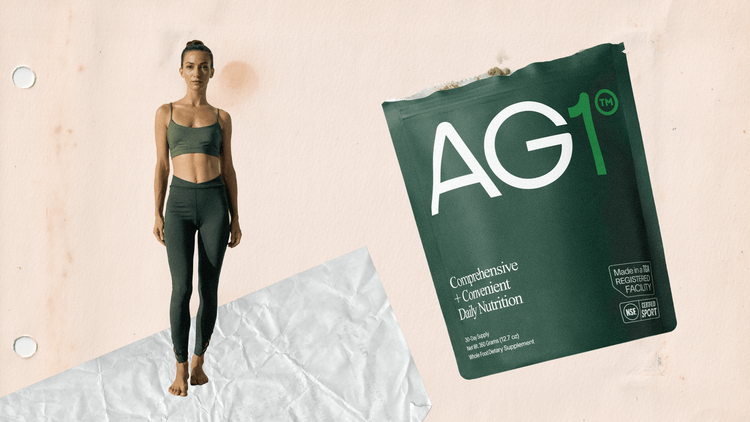 Pranamayah yoga pants and AG1 supplement packet