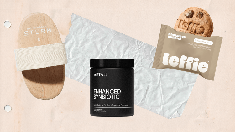 Dr Barbara Sturm body brush, Artah enhanced synbiotic, Teffie snacks