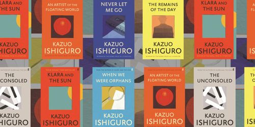 Montage of different Kazuo Ishiguro book covers 