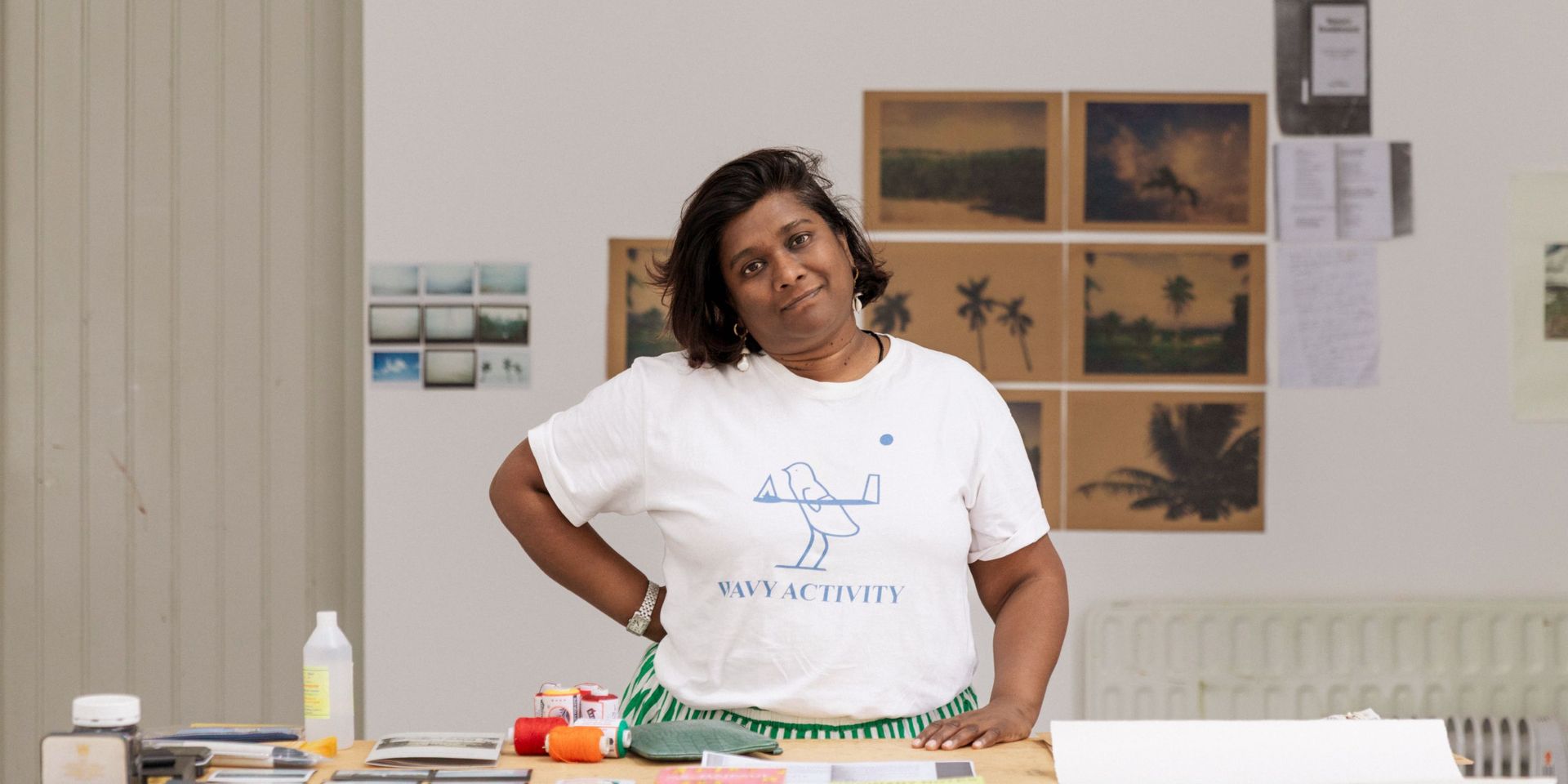 Indo-Fijian artist Shivanjani Lal smiling in her artist studio